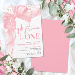 Pink Bow Girls Just Wanna Be ONE 1st Birthday Invitation<br><div class="desc">Girls Just Wanna Be ONE 1st Birthday Invitation. This adorable design features a playful watercolor bow with a ribbon frame accenting the top and left side. Behind the bow, faux pink glitter confetti is scattered around the top and left edges, adding a fun and sparkly touch while keeping the look...</div>