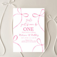 Pink Bow Girls Just Wanna Be One 1st Birthday