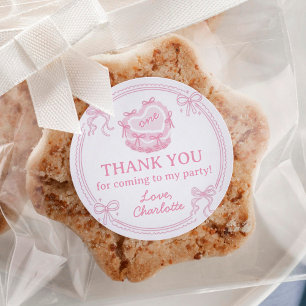 Pink Bow Girls Just Wanna Be One Birthday Classic Round Sticker