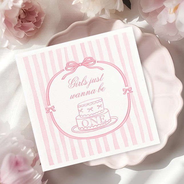 Pink Bow Girls Just Wanna be One Napkin (Creator Uploaded)
