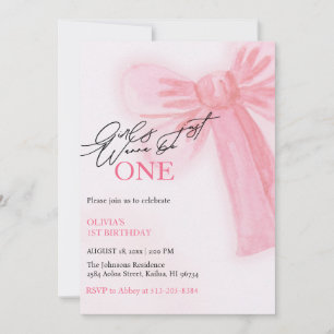 Pink Bow Girls Just Want To Be One 1st Birthday Holiday Card