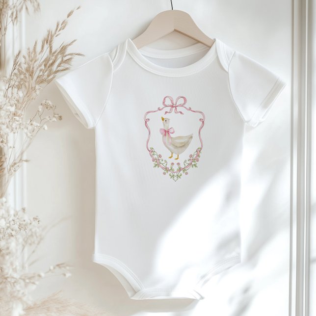 Pink bow Goose Crest Baby girl shower Bodysuit (Creator Uploaded)