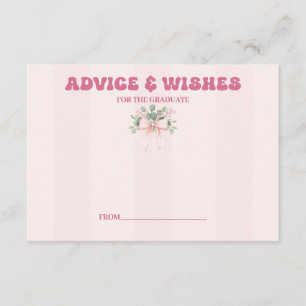 Pink Bow Grad Celebration Advice and Whishes Enclosure Card