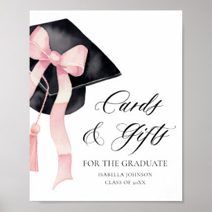 Pink Bow Grad Party Graduate Cards and Gifts Poster