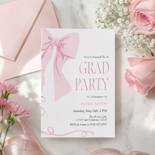 Pink Bow Graduation Coquette Aesthetic  Invitation