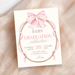 Pink bow graduation invitation