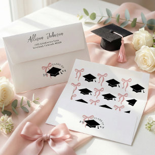 Pink Bow Graduation Invitation Return Address Envelope