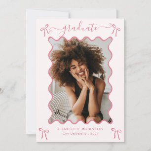 Pink Bow Graduation Party Announcement