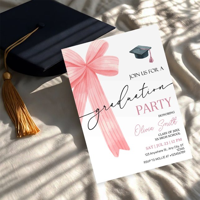 Pink Bow Graduation Party Invitation (Creator Uploaded)