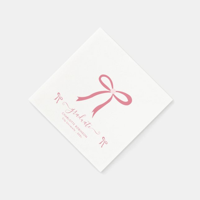 Pink Bow Graduation Party  Napkin (Corner)