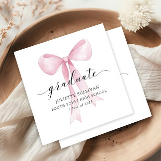 Pink Bow Graduation Party Napkin
