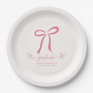 Pink Bow Graduation Party  Paper Plate