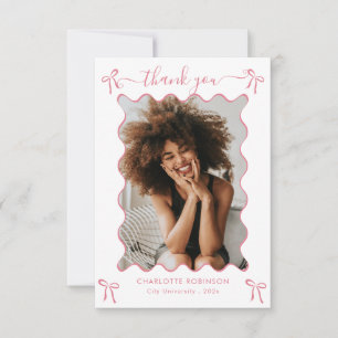 Pink Bow Graduation Party  Thank You Card