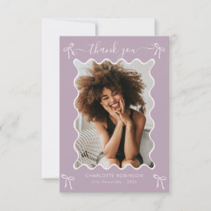 Pink Bow Graduation Party Thank You Card