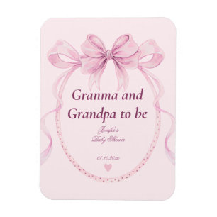 Pink Bow Grandma and Grandpa to Be Baby Shower Magnet