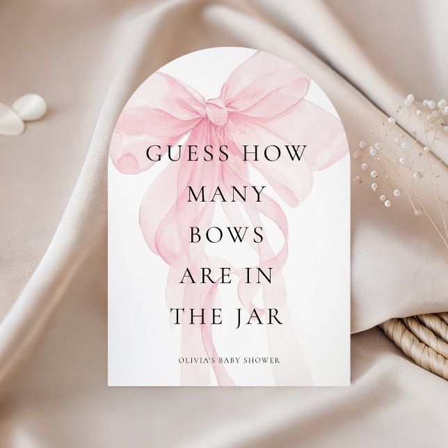 Pink Bow Guess How Many Game Baby Shower card (Creator Uploaded)