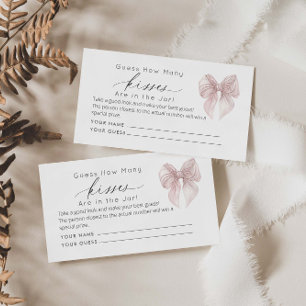 Pink Bow Guess How Many Kisses Bridal Game  Enclosure Card