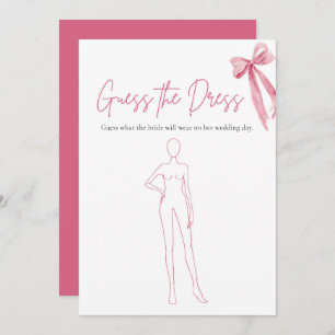 Pink Bow Guess The Dress Bridal Shower Game Invitation