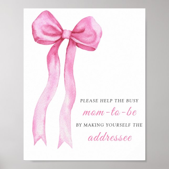 Pink bow - Help the Busy Mum-to-Be Addressee Poster (Front)