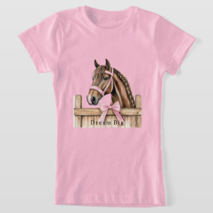 Pink Bow Horse  T-Shirt