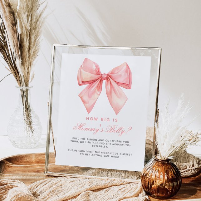 Pink Bow How Big is Mummy's Belly Baby Shower Game Poster (Creator Uploaded)