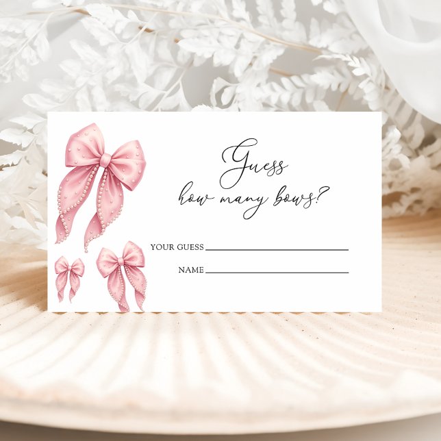 Pink Bow How Many Bows Baby Shower Game Enclosure Card (Creator Uploaded)