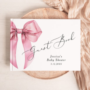 Pink Bow It's a girl Baby shower Guest Book