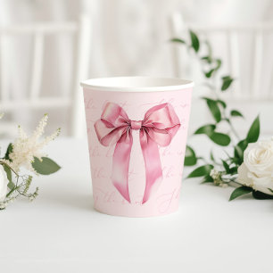 Pink Bow Its a girl Baby Shower Paper Cups