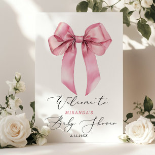 Pink Bow Its a girl Baby shower Welcome Poster