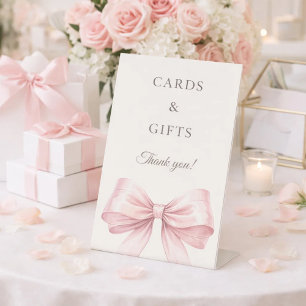 Pink bow ivory cards gifts sign