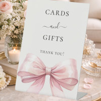 Pink bow ivory cards gifts sign
