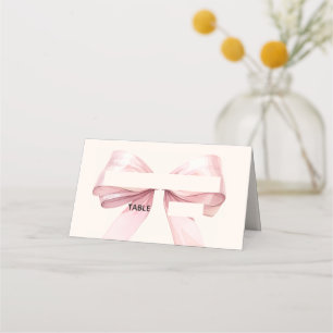 Pink Bow Ivory Place Cards Elegant Folded