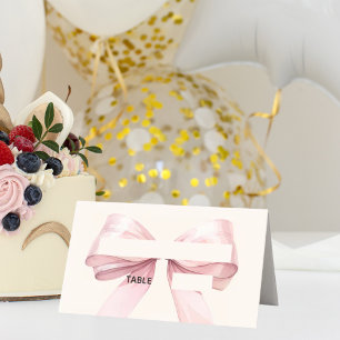 Pink Bow Ivory Place Cards Elegant Folded