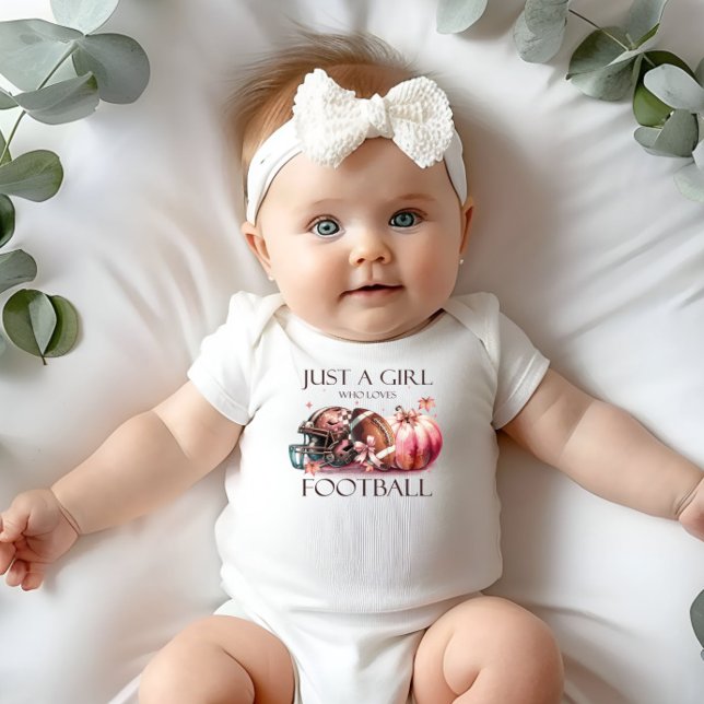 Pink Bow Just a girl who loves football Toddler  Baby Bodysuit (Creator Uploaded)