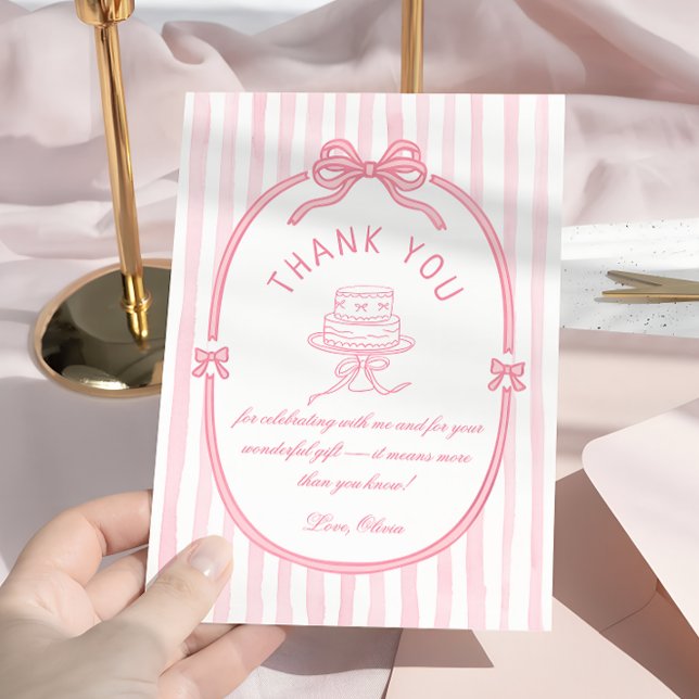 Pink Bow Just Wanna be One Girl Birthday Thank You Card (Creator Uploaded)