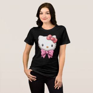 Pink Bow Kitten Charm Tri-Blend Shirt