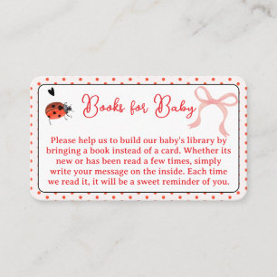 Pink Bow Ladybug Books for Baby Baby Shower Enclosure Card