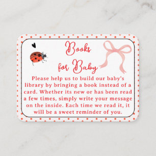 Pink Bow Ladybug Books for Baby Baby Shower Enclosure Card