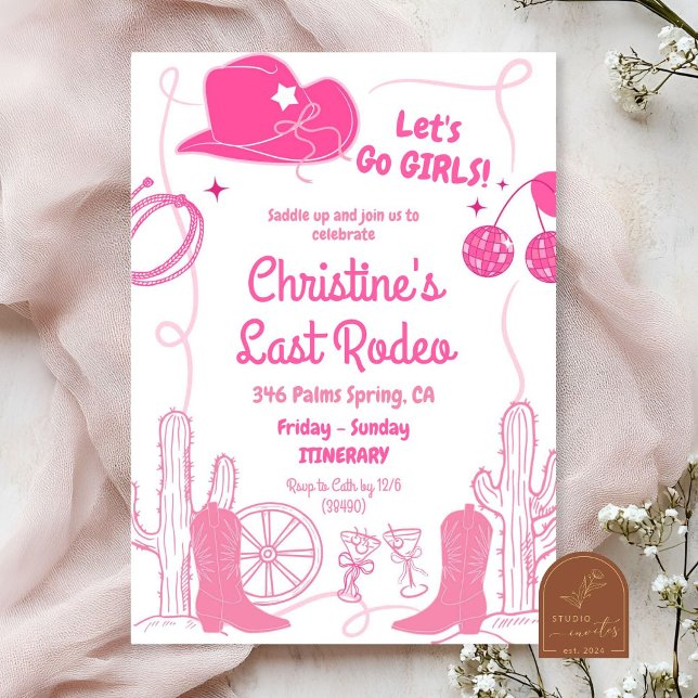 Pink Bow Last Rodeo Cowgirl Bachelorette Itinerary Invitation (Creator Uploaded)