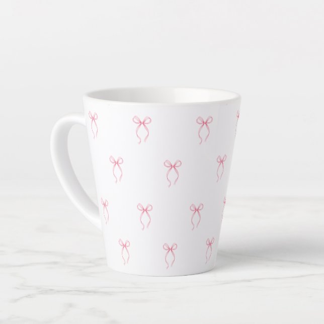 Pink Bow Latte Mug (Left Angle)