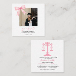 Pink Bow Law University Graduation Party  Enclosure Card