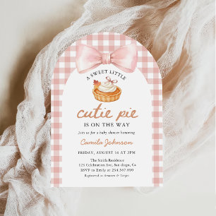 Pink Bow Little Cutie Pie Fall Baby Shower Invitation
