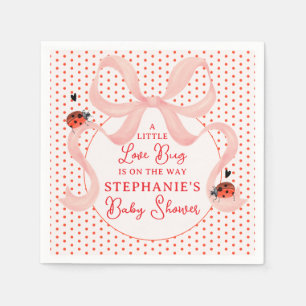 Pink Bow Little Love Bug Ladybug Cute Baby Shower Napkin