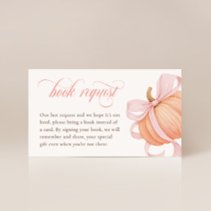 Pink Bow Little Pumpkin Baby Shower Books for Baby Enclosure Card