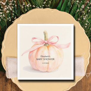 Pink Bow Little Pumpkin Baby Shower Napkin