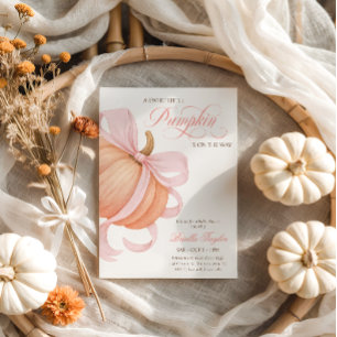 Pink Bow Little Pumpkin Elegant Baby Shower Invitation