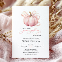 Pink Bow Little Pumpkin on the Way Baby Shower