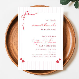 Pink Bow Little Sweetheart Baby Shower Invitation