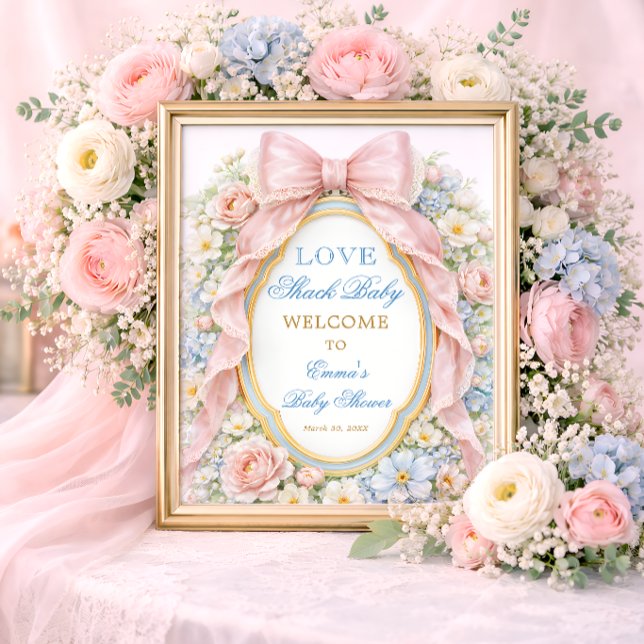 Pink Bow Love Shack Baby Girl Shower Welcome Poster (Creator Uploaded)