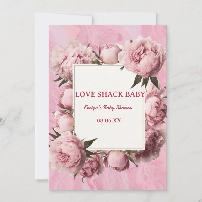 Pink Bow Love Shack Baby Shower Invitation – Elega (Front)